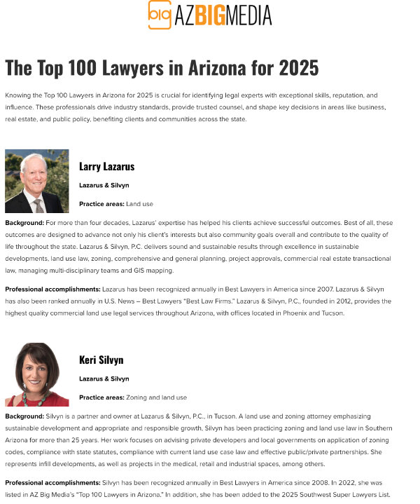 Celebrating Excellence: Larry Lazarus and Keri Silvyn Honored Among Arizona’s Top 100 Lawyers